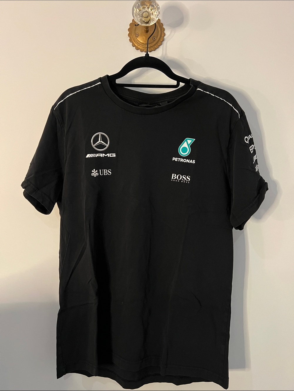 Men’s F1 fan-gear - official Mercedes AMG Petronas Black Crew Neck T-Shirt